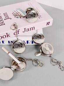 1pc Sunflower/ Wealth Blossom Portable Ashtray, Pocket Watch Style Metal Ashtray, Keychain Style Mini Ashtray