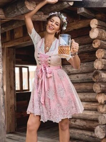 SHEIN Frenchy 女式复古刺绣网眼撞色无袖连衣裙，啤酒节粉色 Dirndl 连衣裙搭配蕾丝围裙和衬衫，女式优雅蕾丝拼接十字交叉系带度假连衣裙，女式复古刺绣网眼撞色无袖连衣裙，女式复古 V 领系带束腰连衣裙，女式撞色蕾丝短袖方领腰带全身印花甜美荷叶边下摆连衣裙，啤酒节 Dirndl，啤酒节 Tracht，啤酒节 Wiesn Bierfest Dirndl，Dirndl 连衣裙，啤酒节连衣裙，德国连衣裙，传统德国连衣裙，巴伐利亚连衣裙，啤酒节派对连衣裙，梭织无袖束腰短裙，节日庆典服装，Dirndl，Dirndl Kleid Pink/Dirndl Kleid Rosa，Dirndl XL - 粉色 - 查看 8