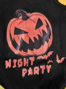 PETSIN Áo ba lỗ cho chó mèo cưng 1 mảnh phong cách Halloween họa tiết bí ngô đen cười thoáng khí nhẹ, dành cho tiệc Halloween - Nhiều màu - Xem 3