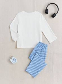 Comfortable Long Sleeve & Long Pants Pajama Set, Toddler Boys Home Wear