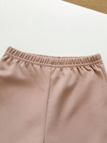 2 件套男婴可爱狮子图案短袖 T 恤和裤子套装，舒适休闲时尚服装适合春夏季室内、户外、日常穿着、运动、玩耍、派对、拍照、度假、节日 - 棕色 - 查看 7