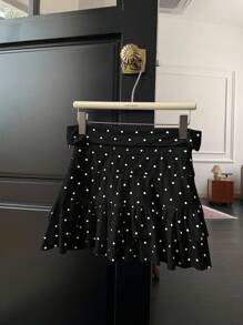 Comfortcana Women's Casual Black Polka Dot Mini Skirt, Summer - Black - View 2