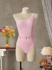 Bellisia Maiô casual feminino de cor sólida sem mangas e peça única para férias