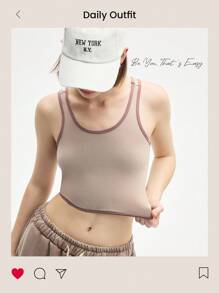 Easify SHEIN Sport Premium Damen 3-teiliges Set aus Langarm Crop Top und Crop Camisole Top für Sport