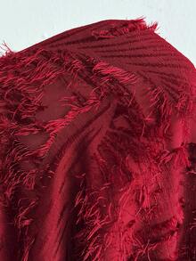 Váy mùa hè tay dài bó sát vai chéo gợi cảm cỡ lớn - Màu Đỏ Sâu - Xem 3