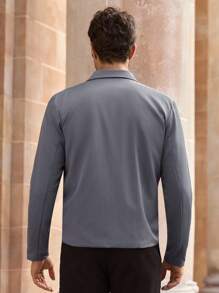 Manfinity VCAY Áo khoác blazer rộng rãi dệt sọc thường ngày cho nam Bộ đồ kẻ sọc cho nam Bộ đồ màu xám Bộ đồ mùa hè Áo khoác thể thao cho nam Bộ đồ rời cho nam Bộ đồ nam Bộ đồ màu xám cho nam Bộ đồ mùa hè Áo khoác blazer màu xám, cho mùa thu đông - Xám - Xem 2