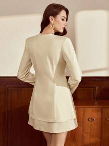 Vintamour 复古优雅女士套装 2 件套带口袋连衣裙西装外套休闲办公装返校婚礼宾客礼服女士度假装女士秋季女装女士教师装女士白色连衣裙商务休闲女士生日礼服返校服装女士连衣裙女士优雅生日装秋季服装女士办公装女士工作服女士工作装 - 杏色 - 查看 7