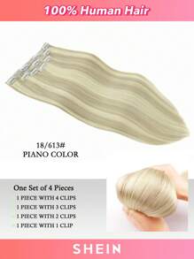 4PCS Clip In Hair Extensions Real Human Hair, Remy Human Hair Extensions Clip Ins For Women, Natural Human Hair, 70g-80g - S18/613 - View 3