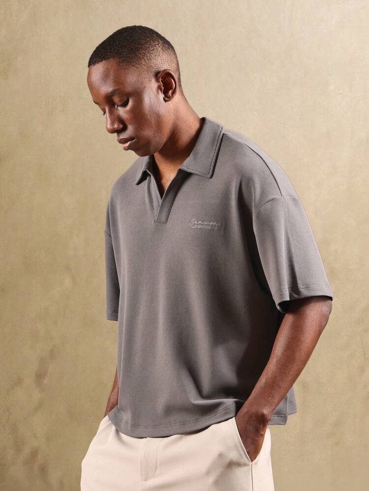 Waffle Textured Resort Polo With Collared Neckline
