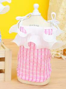 PETSIN 粉色休闲宠物连衣裙，适合春夏季 - 粉色 - 查看 9