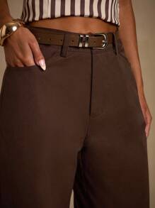 Glamine 女士纯色口袋阔腿宽松休闲裤