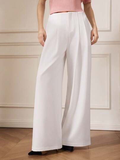 Briarwyn Pantalones casuales de mujer de unicolor y bolsillo simple