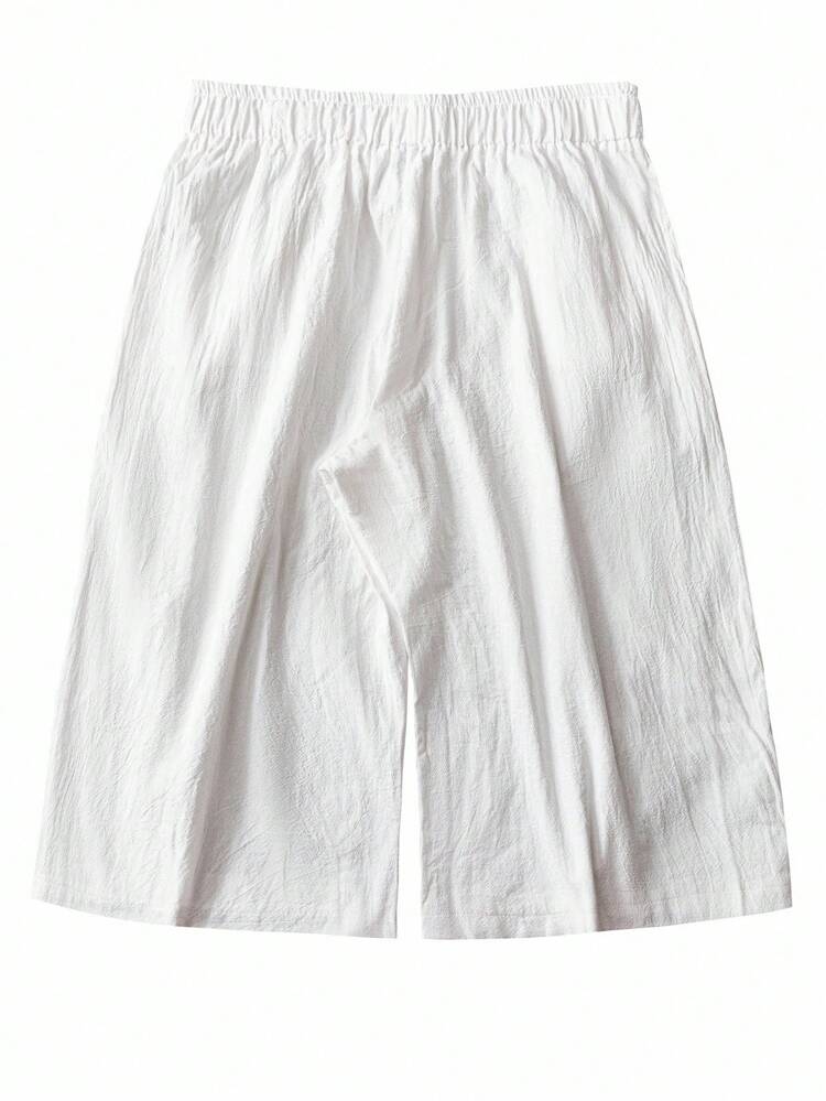 プラスサイズ女性のカントリーバケーション快適なカジュアルホリデーホワイトダブルポケット装飾的なファブリックラベル ストレートレッグカプリパンツ、春夏に適しています。女性用バケーションカントリーコンサートカントリーウーマンサマーパンツ、オールドマネースタイルウーマン、ビジネスカジュアルウーマン