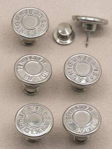 2/4/6 Stück Jeans Ersatz Knöpfe, Silber Buchstaben Taille Knöpfe, multifunktionale abnehmbare Turm Knöpfe für Jeans und Röcke, Größenanpassung ohne Nähen