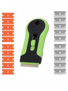 1set Razor Blade Scraper, Glass Scraper Scraping Tool With 10PCS Steel &10pcs Plastic Extra Blades For Removing Stickers, Papers, Food Residue, Paint, Glue From Oven, Window - Multicolor - View 9