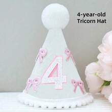 1件，半岁/1-5岁蝴蝶结生日帽装饰周岁礼物白色皇冠粉色蝴蝶结皇冠派对公主头饰照片白粉装饰生日派对帽装饰数量2/1-5亮片皇冠发饰公主生日派对节庆派对 - 彩色 - 查看 12