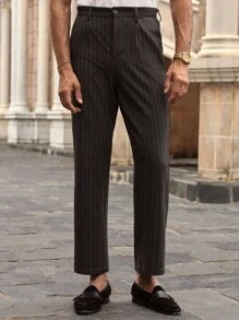 Manfinity NXTstreet 男士经典黑白条纹复古细纹直筒休闲裤，百搭春夏季细条纹裤男士长裤男士正装裤男士细条纹裤正装裤，Old Money - 彩色 - 查看 1