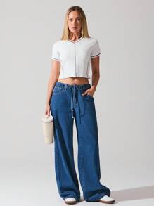 Fluxe 女式 V 领插肩短袖短款休闲 T 恤