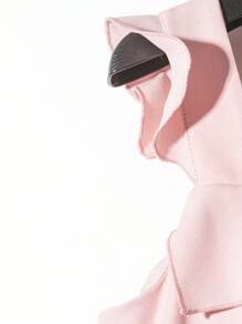 SHEIN Clasi Elegant volanger med fyrkantig krage, ärmlös, passande jumpsuit för kvinnor - Rosa - Visa 3