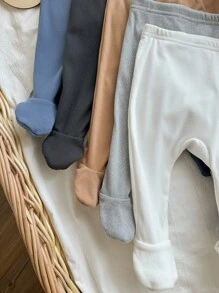 5 cái/gói quần legging cạp chun màu trơn cổ điển dễ thương cho bé trai và bé gái sơ sinh - Nhiều màu - Xem 4