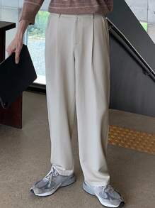 DAZY 男士卡其色松紧腰休闲西装裤，适合所有季节 - 卡其色 - 查看 5