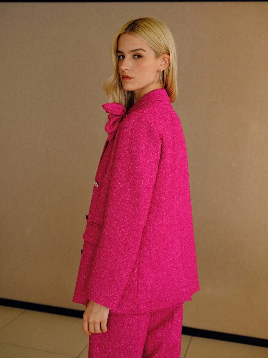 MOTF PREMIUM 粗花呢立体花卉图案西装外套