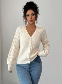 Elenzga Women's Autumn/Winter Cute Beaded Knit Cardigan