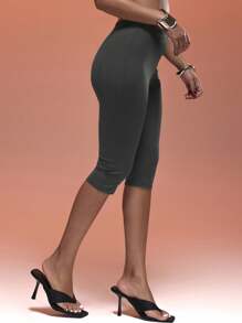 MUSERA 性感修身七分裤，适合夏季度假、海滩、90年代、Y2K风格，秋季派对、假日休闲穿着。 - 深灰色 - 查看 3