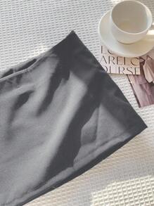 Comfortcana Women's Solid Color Mini Skirt With Zipper - Grey - View 4