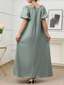 Yasmyna Women's Solid Color Minimalist Casual Short Sleeve Arabic Style Dress