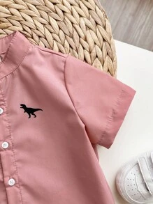 Baby Boy Dinosaur Print Button Front Shirt