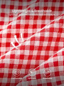 LUVLETTE 夏季女士红色格子图案纯棉V领吊带背心可爱睡衣上装和短裤套装，透气性感可爱睡衣套装，荷叶边长裤带口袋，内衣外穿舒适居家必备，平衡百搭，也适合青少年女孩、年轻女孩和儿童。 - 紅色 - 查看 6