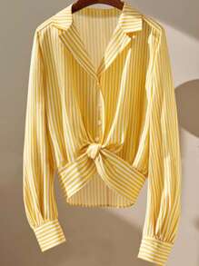 Franclia 女式长袖扭纹休闲/办公室简约衬衫