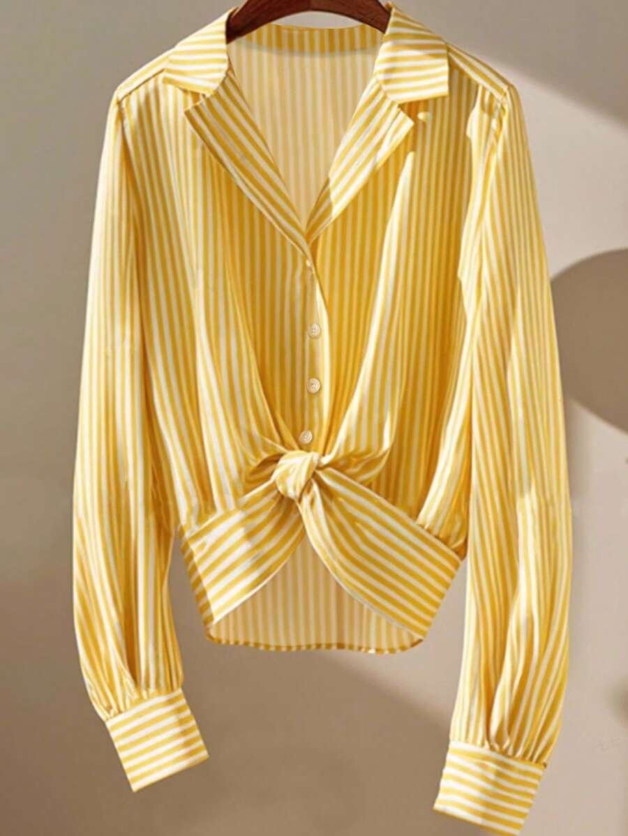 Franclia 女式长袖扭纹休闲/办公室简约衬衫