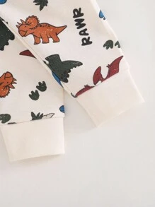Cozy Pixies 男婴卡通动物印花柔软针织圆领长袖上衣和松紧腰长裤两件套舒适睡衣套装 - 彩色 - 查看 6