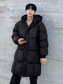 DAZY Men's Thick Hooded Black Padded Coat, Winter - Black - View 6