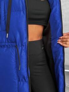 EURMUSE Women's Casual Drawstring Patched Pocket Winter Coat - Blue - View 4