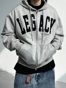 DAZY 男士超大字母刺绣休闲街头风卫衣运动衫，秋季连帽衫