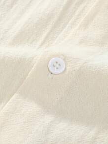 Manfinity RSRT 男士纯色单排扣衬衫和短裤套装，带口袋，秋季服装，舒适服装