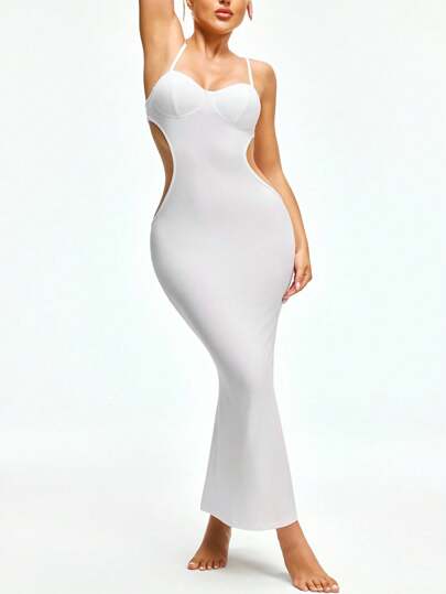 SHAPORA Fitted Comfortable Cup Mid-Length Slip Dress Nightgown For Women EasyComfort