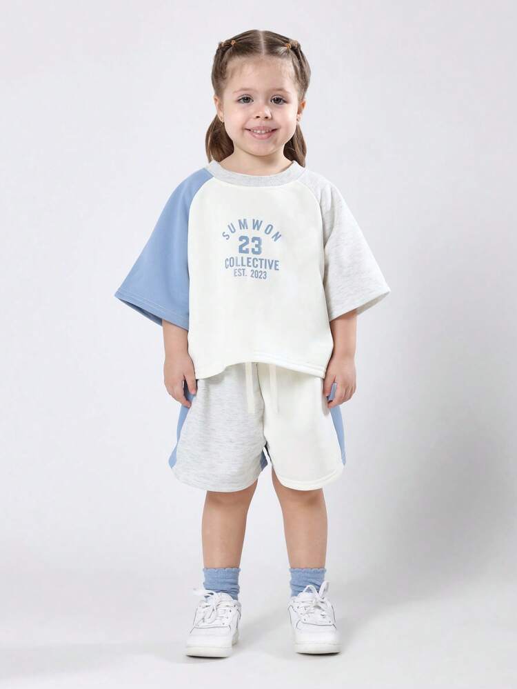 Color Block Raglan T-Shirt And Shorts Co-Ord Set