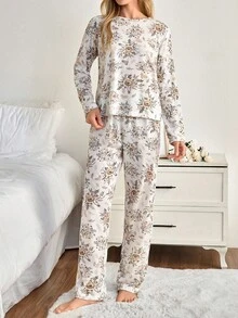 EURMUSE Cotton Women PLUS SIZE 2 Pcs Floral Pattern Homewear Set - Multicolor - View 4