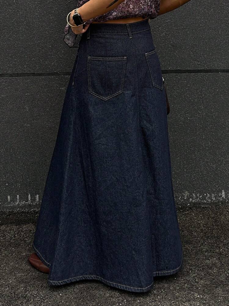 Women's Solid Color Minimalist Casual Denim Skirt Jeans Skirt