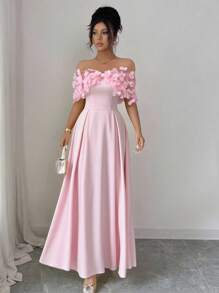 Elenzga Váy lưới thêu họa tiết bướm phong cách Bohemian giản dị thanh lịch cho kỳ nghỉ xuân/hè dành cho nữ - Hồng - Xem 5