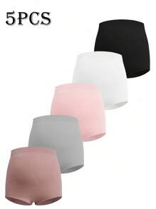 Moonlight&Mama 5pcs/Set Solid Color Maternity Elastic Waist Underwear - Multicolor - View 8