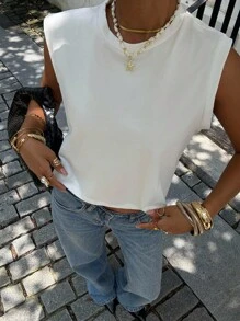Siren Gaze Solid Tank Top White Summer Casual White