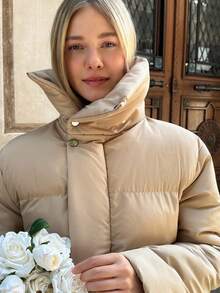 Cloudara Damen Kurze einfarbige Daunenjacke für den Winter - Schwarz - Übersicht 5