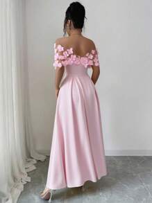 Elenzga Váy lưới thêu họa tiết bướm phong cách Bohemian giản dị thanh lịch cho kỳ nghỉ xuân/hè dành cho nữ - Hồng - Xem 2