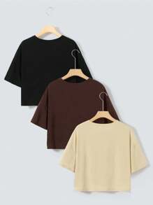 INAWLY Plus Size Women's Letter Print Round Neck T-Shirt Graphic Tees Women Tops - Multicolor - View 2