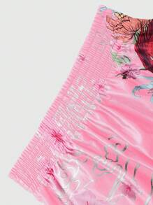 ROMWE MEN Anime 男式字母花卉印花休闲宽松拳击短裤